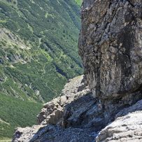 Abstieg vom Hauptgipfel: T6 und Schlüsselstelle III-