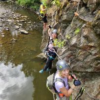 Eine Seilbrücke diente als kurze Verschnaufpause