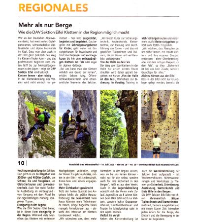 Mehr als nur Berge - ein Artikel von Sabine Mey in lokale Zeitungen